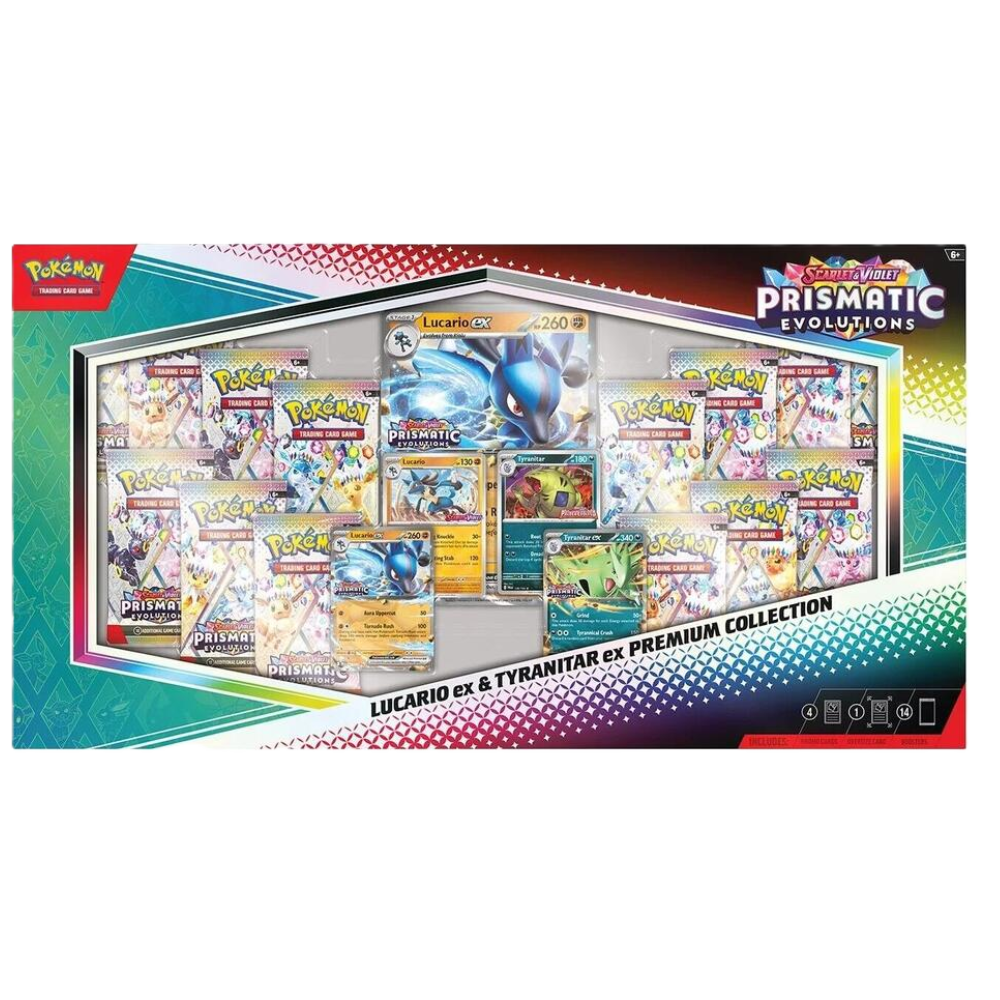 Pokemon Prismatic Evolutions Lucario ex & Tyranitar ex Premium Collection