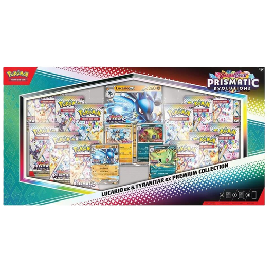 Pokemon Prismatic Evolutions Lucario ex & Tyranitar ex Premium Collection